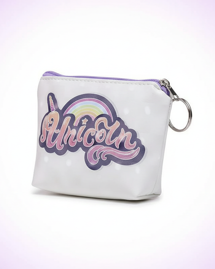 unicorn text print purse - white-bg