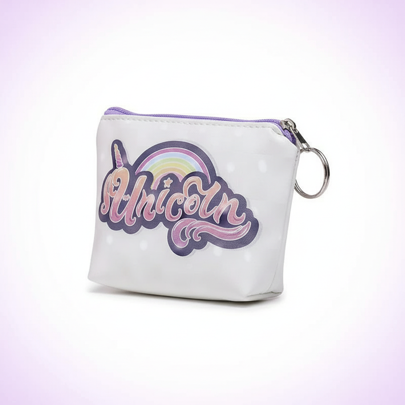unicorn text print purse - white-bg