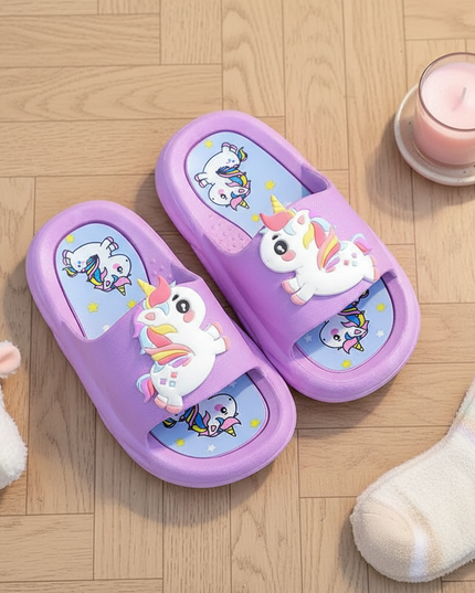 unicorn thick sole slippers - flat-lay