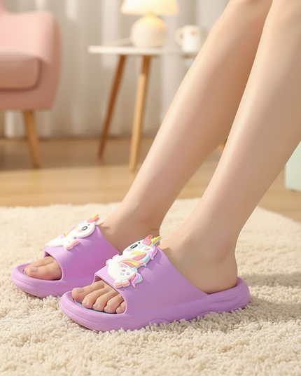unicorn thick sole slippers - in-use