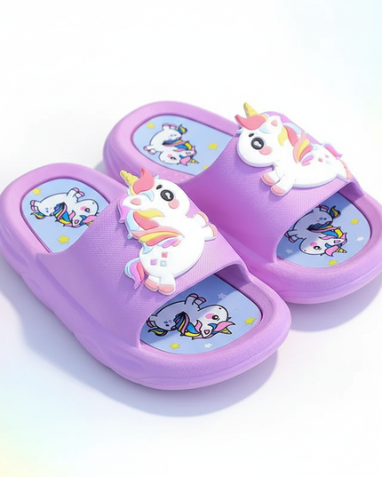 unicorn thick sole slippers - white-bg