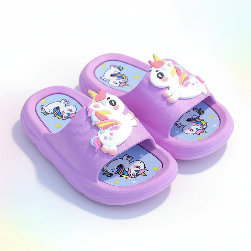 unicorn thick sole slippers - white-bg