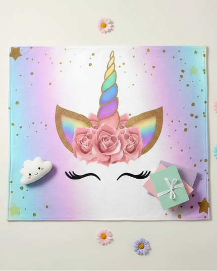 unicorn throw blanket - flat-lay