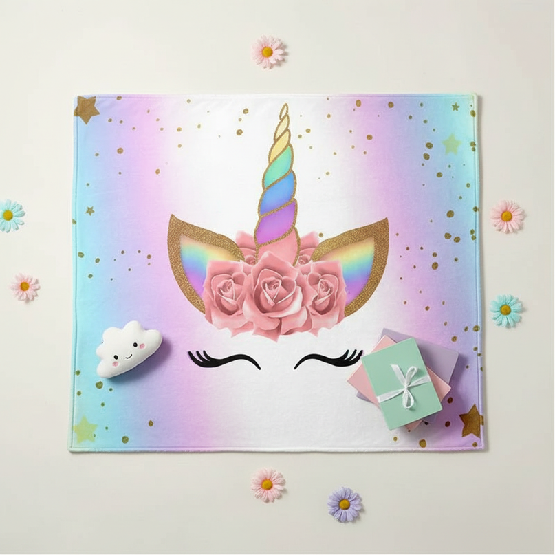 unicorn throw blanket - flat-lay