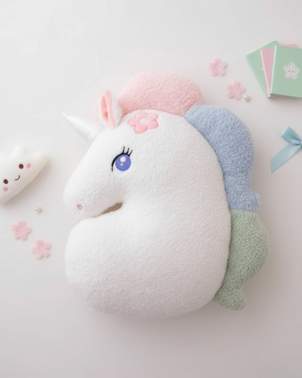 unicorn throw pillow - flat-lay