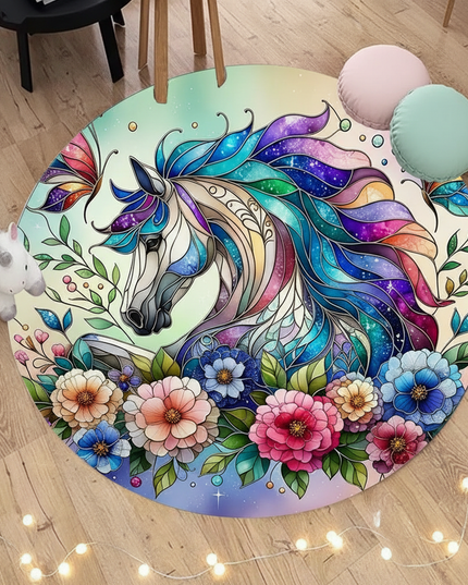 unicorn throw rug - flat-lay