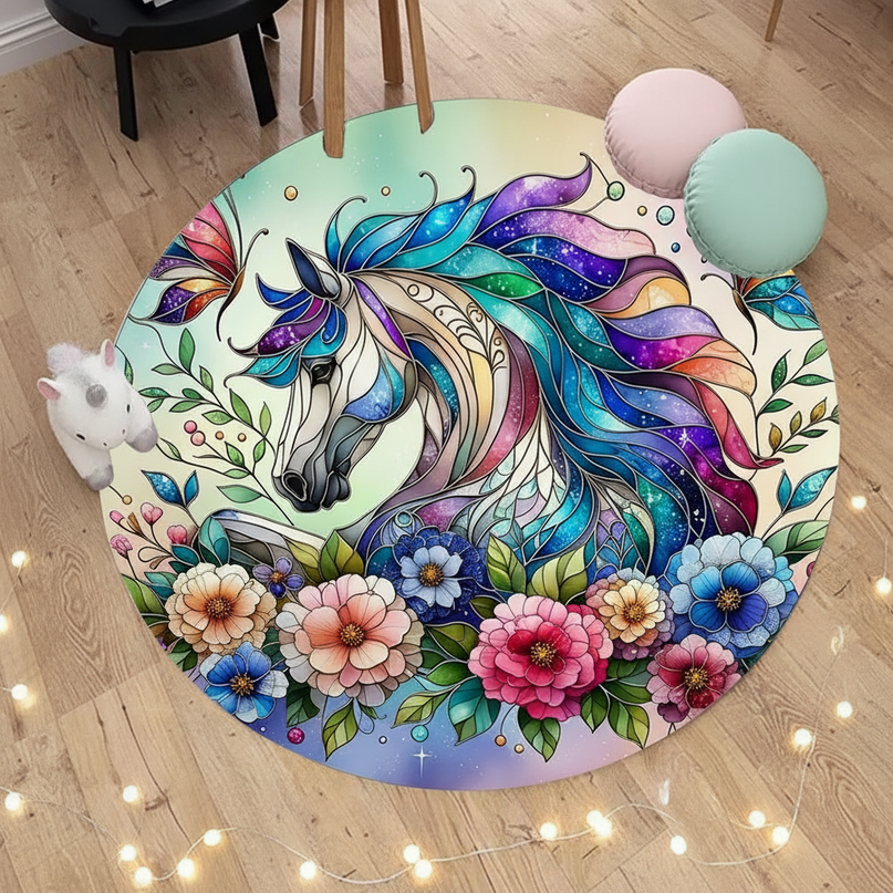 unicorn throw rug - flat-lay