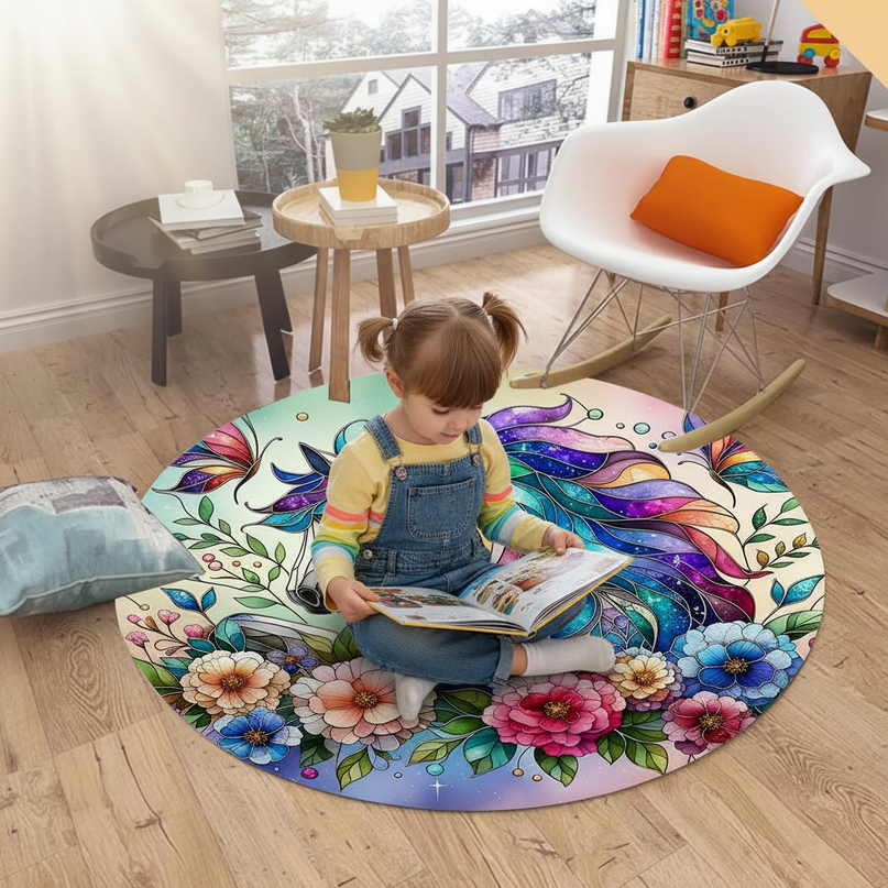 unicorn throw rug - in-use