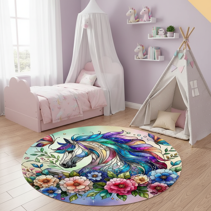 unicorn throw rug - lifestyle
