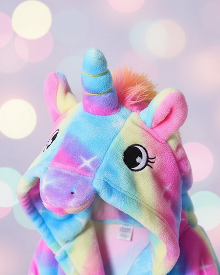 unicorn tie dye robe - detail