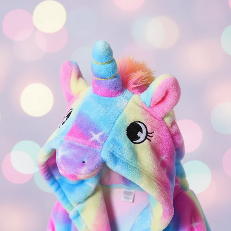 unicorn tie dye robe - detail