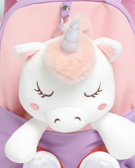 coral unicorn toddler backpack - detail