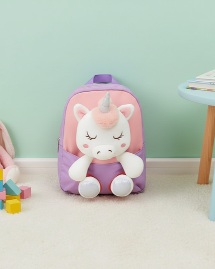 coral unicorn toddler backpack - lifestyle