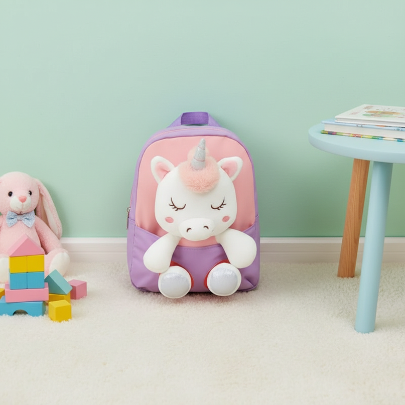 coral unicorn toddler backpack - lifestyle