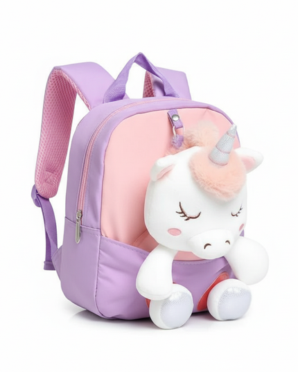 coral unicorn toddler backpack - white-bg