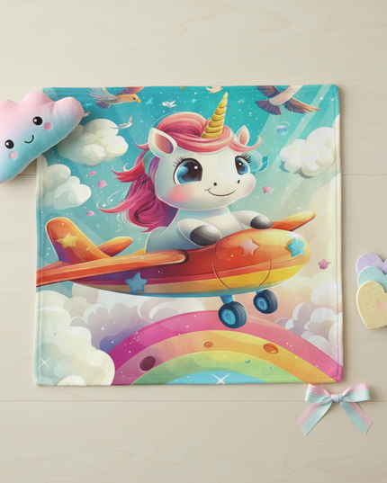 unicorn toddler blanket - flat-lay