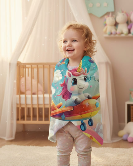 unicorn toddler blanket - in-use