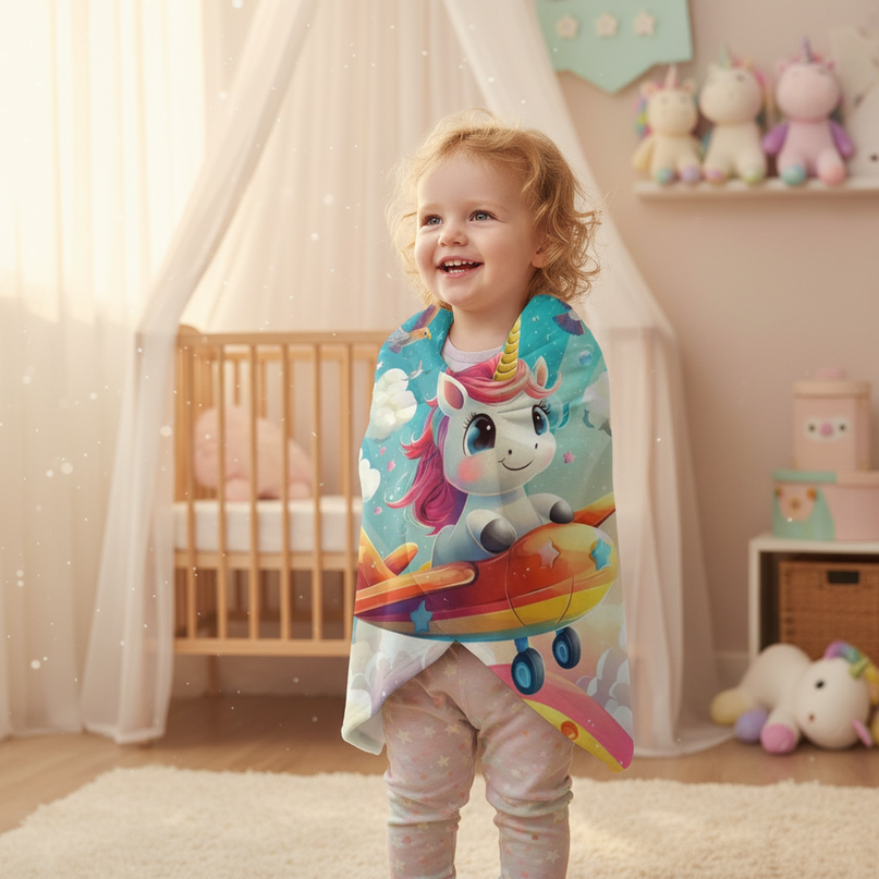 unicorn toddler blanket - in-use