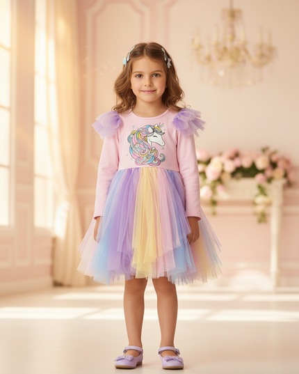 unicorn toddler dress - detail