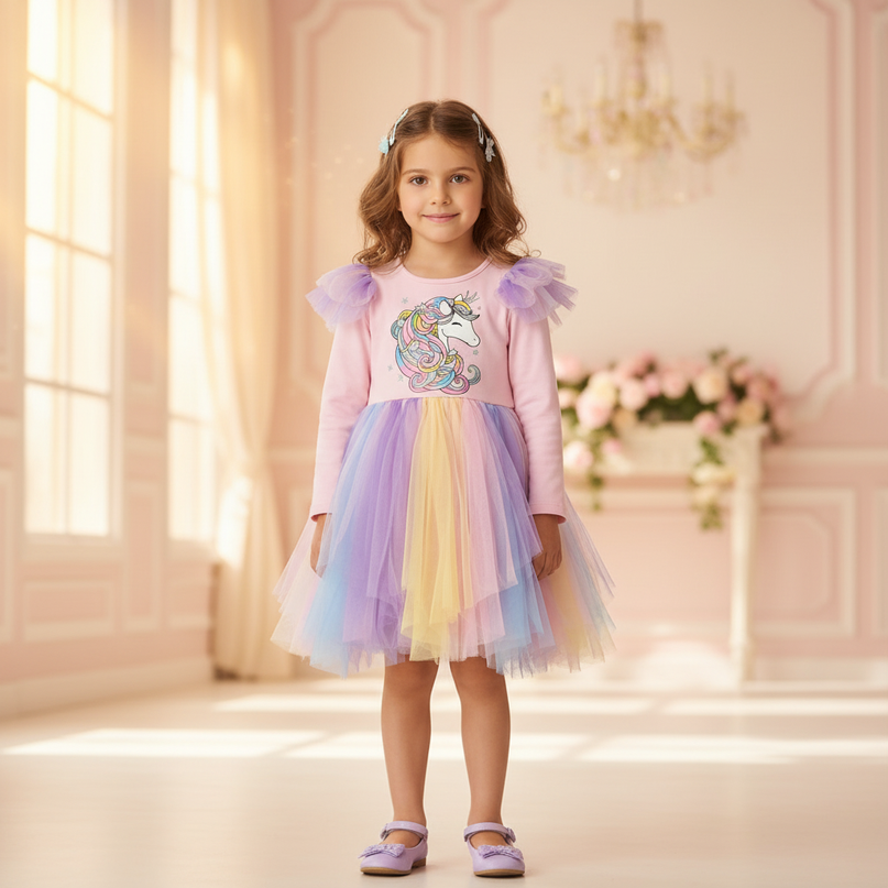 unicorn toddler dress - detail