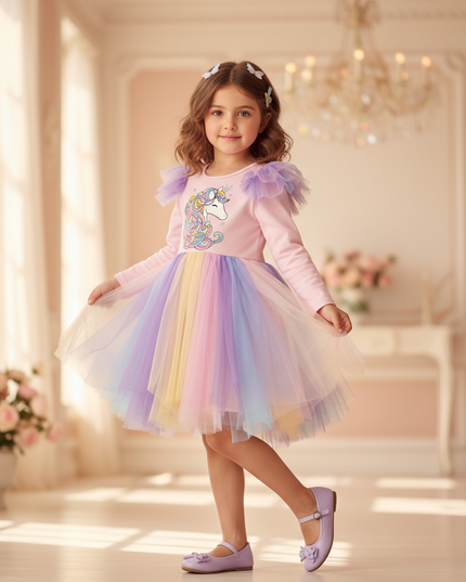unicorn toddler dress - front