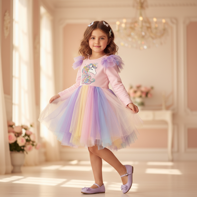 unicorn toddler dress - front