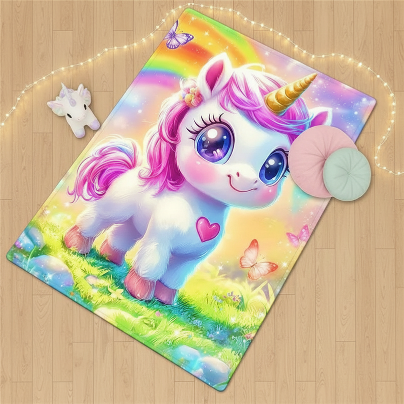 unicorn toddler rug - flat-lay
