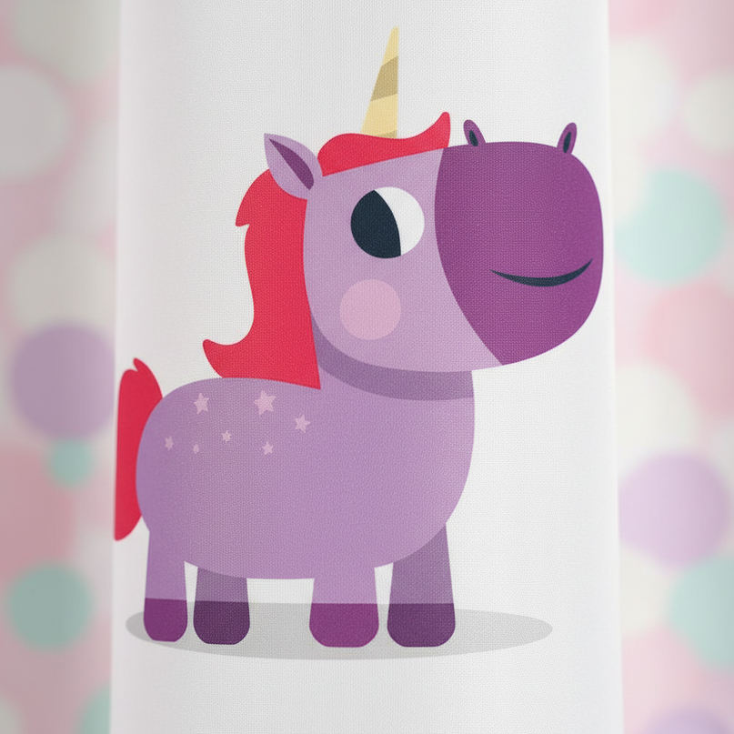 unicorn toddler shower curtain - detail