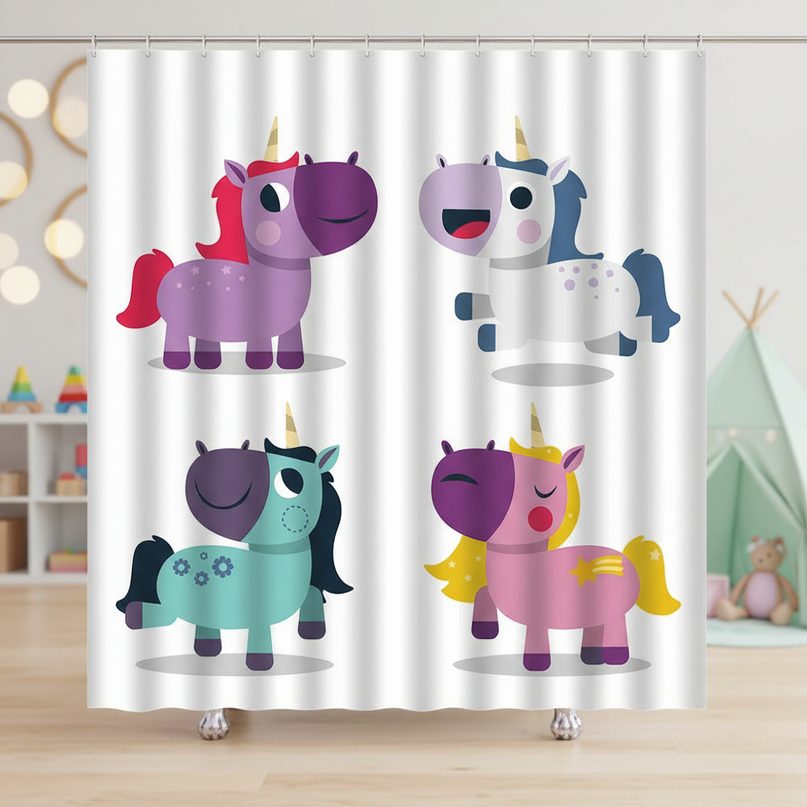 unicorn toddler shower curtain - lifestyle