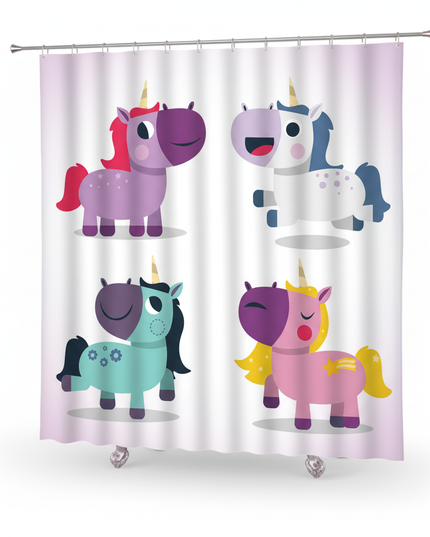 unicorn toddler shower curtain - white-bg