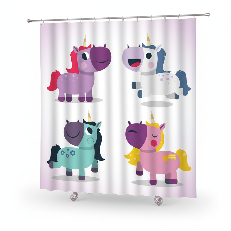 unicorn toddler shower curtain - white-bg