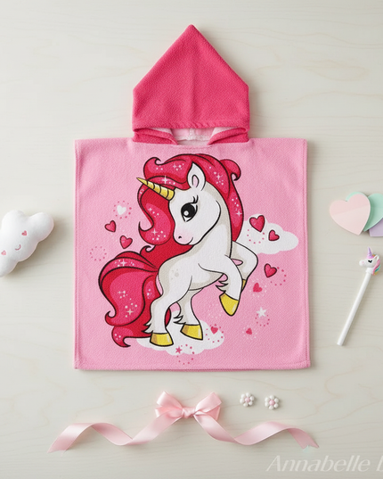 unicorn towel robe - flat-lay
