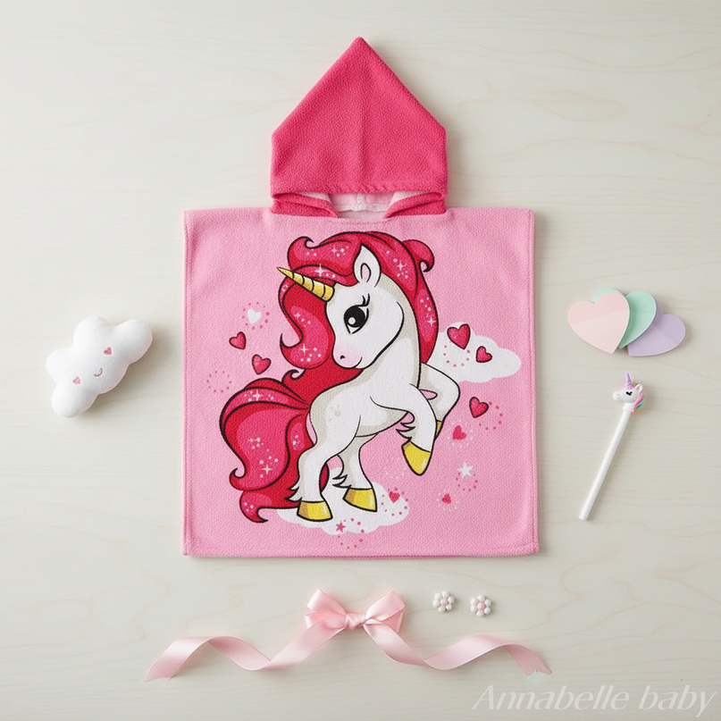 unicorn towel robe - flat-lay