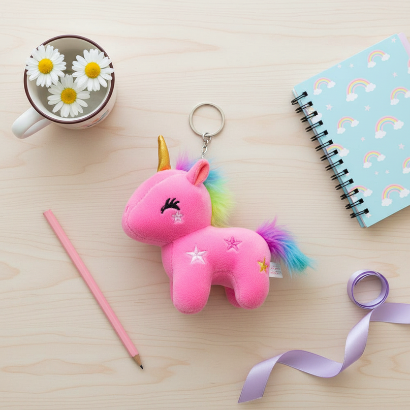 unicorn toy keychain - flat-lay