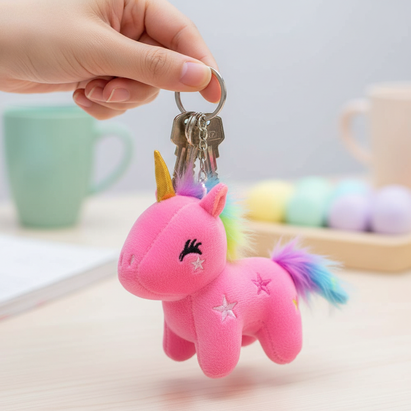 unicorn toy keychain - in-use