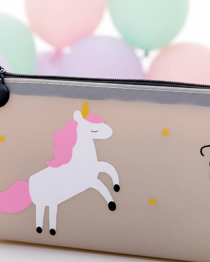 unicorn transparent pencil case - detail