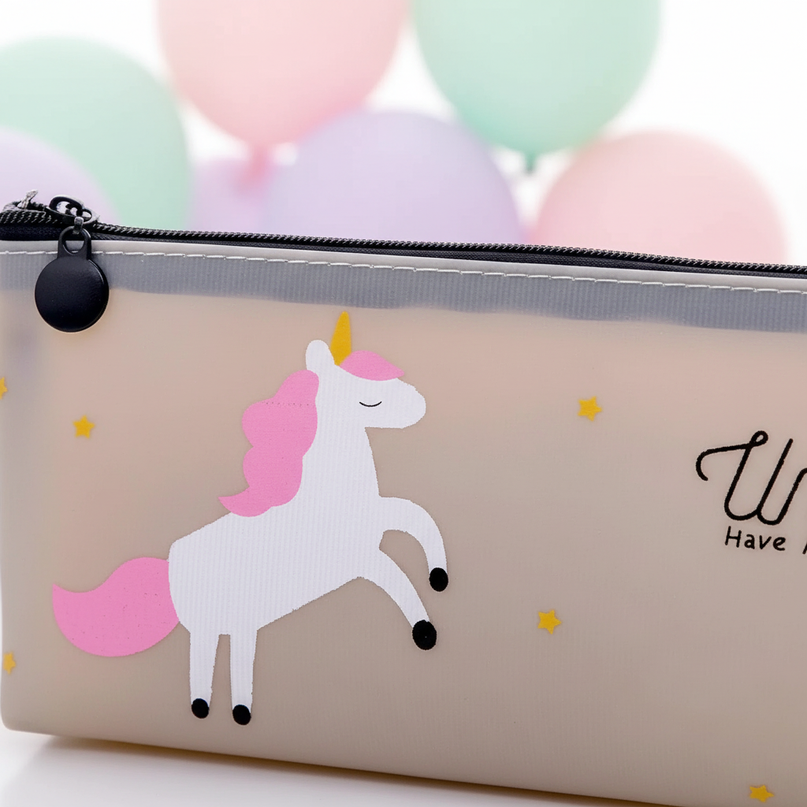 unicorn transparent pencil case - detail
