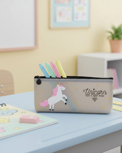 unicorn transparent pencil case - lifestyle