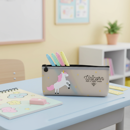 unicorn transparent pencil case - lifestyle