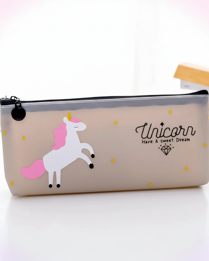 unicorn transparent pencil case - white-bg