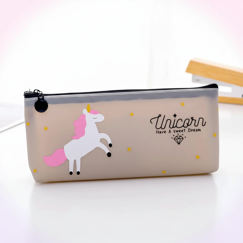 unicorn transparent pencil case - white-bg