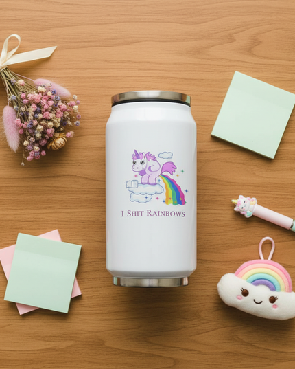 unicorn travel mug - flat-lay