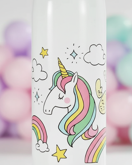unicorn travel water bottle - detail