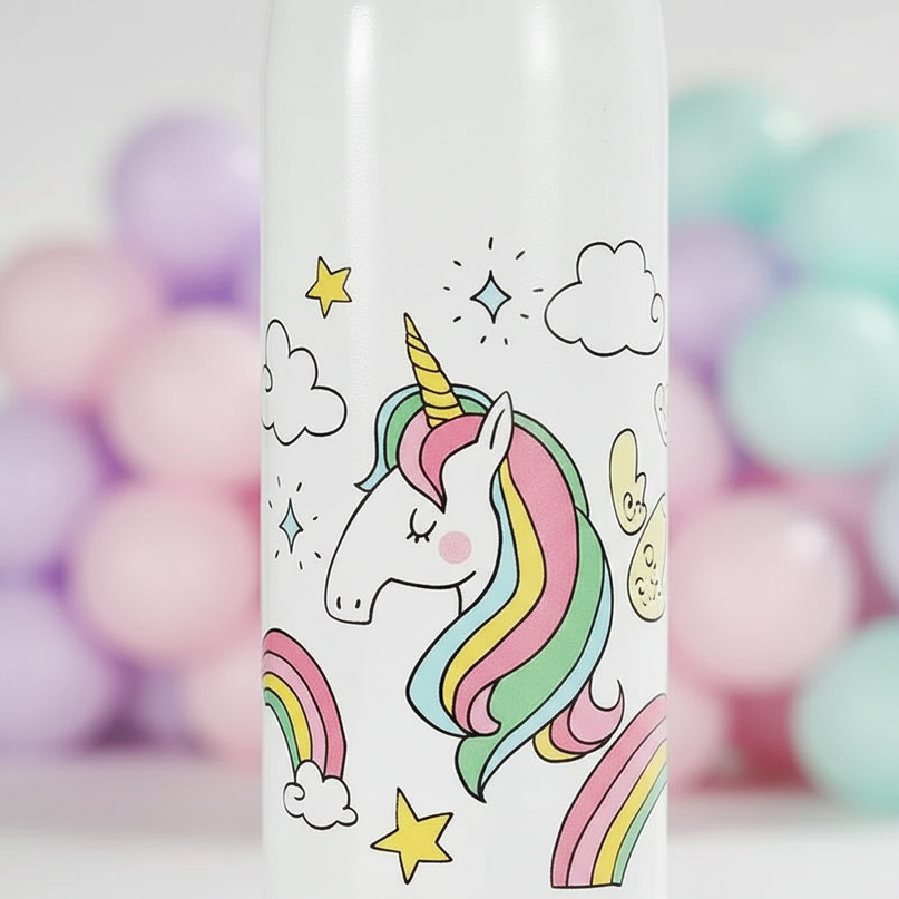 unicorn travel water bottle - detail