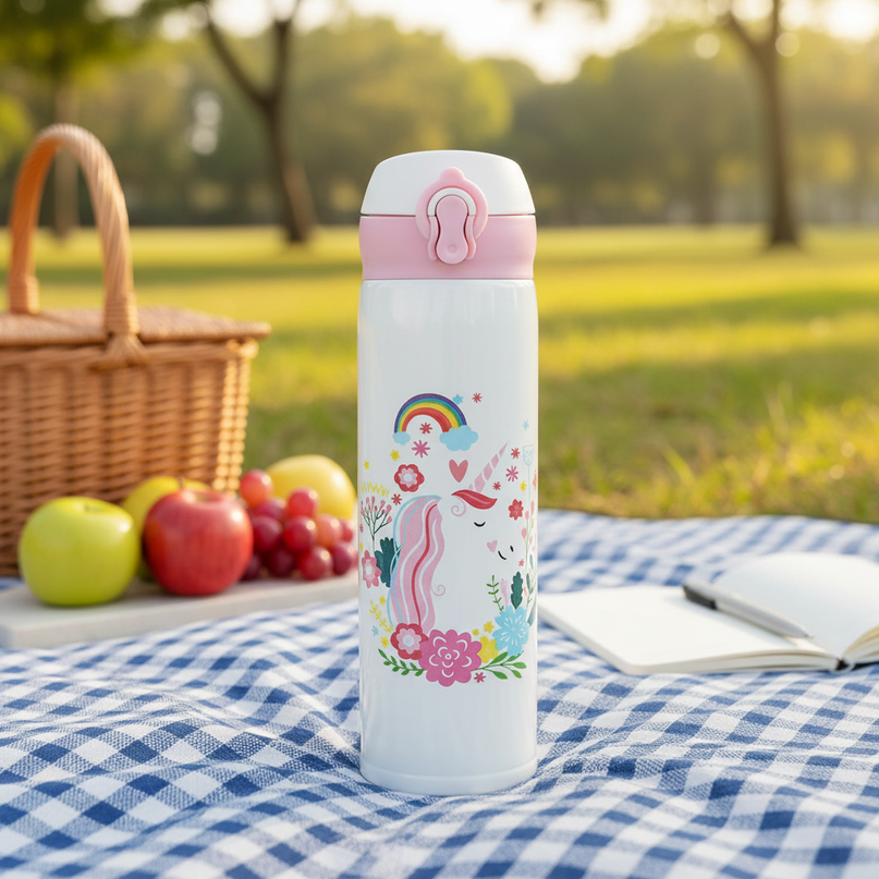 unicorn travel water bottle - lifestyle