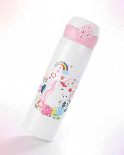 unicorn travel water bottle - white-bg
