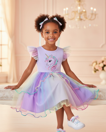 unicorn tulle dress - sitting