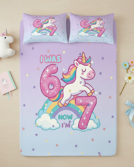 unicorn twin bed sheet set - flat-lay
