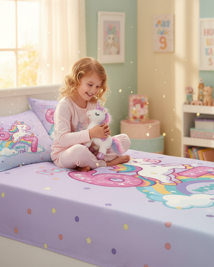 unicorn twin bed sheet set - in-use