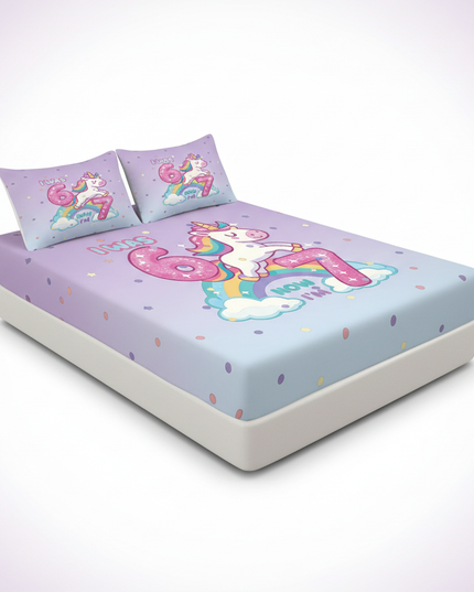 unicorn twin bed sheet set - white-bg
